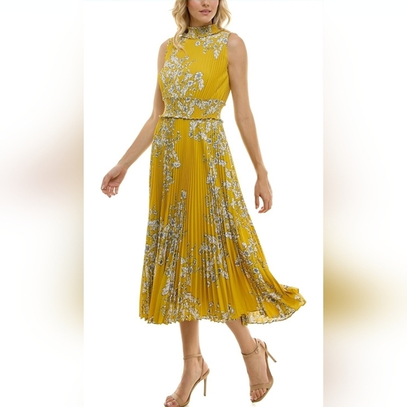 Nanette Lepore Dresses & Skirts - Nanette Lepore Women Chiffon Mock Neck Pleated Midi Dress Size 8 Floral NWT